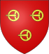 Description : De gueules à trois fermaux d'or. (Blason Gabriel de la Vallée)